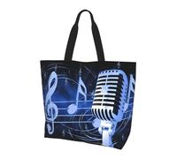 Night Sky with Trees Printed Women Large Capacity Shopping Bag Sac à main et sac à bandoulière Essentiel pour les trajets et le shopping, Microphone avec notes de musique, Taille unique