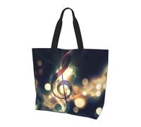 Night Sky with Trees Printed Women Large Capacity Shopping Bag Sac à main et sac à bandoulière Essentiel pour les trajets et le shopping, Carnet de musique, Taille unique