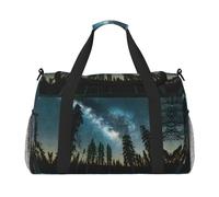 Night Sky with Trees Sac fourre-tout de voyage - Grand sac de courses réutilisable, sac de vacances, sac de sport avec bandoulière réglable, noir, taille unique, Noir , Taille unique