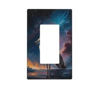Night Sky Wolf Plaque murale 1 gang Taille standard 11,2 x 6,9 cm Couvercle décoratif pour interrupteur en polycarbonate thermoplastique