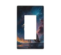 Night Sky Wolf Plaque murale sans vis Taille standard 11,7 x 7,1 cm Couvercle décoratif pour interrupteur en polycarbonate thermoplastique