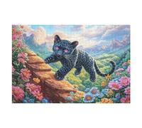 Night Starry Chat Noir 1000 Pieces Casse tête pour Ado en Carton Épais Rigide poupée Animal de Compagnie Facile Débutant Jeu De Société Soirée Entre Amis Cadeau Anniversaire Premium 1000 PCS
