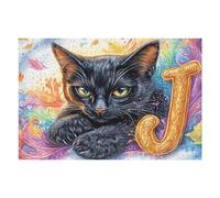 Night Starry Chat Noir 1000 Pièces Puzzle pour Ado en Carton Haute Qualité Épais poupée Animal de Compagnie Facile Débutant Jeu De Société Cadeau Fête des Pères Petit Prix Qualité Premium 1000 PCS