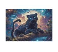 Night Starry Chat Noir 300 Pieces Casse tête Créatif en Carton Épais Bêtes fantastiques Difficulté Moyenne Activité Manuelle Loisir Créatif Cadeau Créatif Événement Festif Premium 300 PCS
