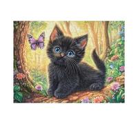 Night Starry Chat Noir 500 Pieces Casse tête Personne Âgée en Carton Rigide sans Déformation poupée Animal de Compagnie Facile Débutant Thérapie Occupationnelle Anti Stress Petit Prix 500 PCS