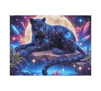 Night Starry Chat Noir 500 Pièces Puzzle Personne Âgée en Carton Anti Déchirure Animal Animal de Compagnie Facile Débutant Anti Stress Thérapie Occupationnelle Cadeau Anniversaire Pas Cher 500 PCS