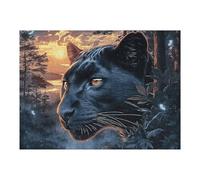 Night Starry Panthère Noire 500 Pieces Casse tête Personne Âgée en Carton Rigide sans Déformation Bêtes fantastiques Facile Débutant Thérapie Occupationnelle Anti Stress Petit Prix 500 PCS