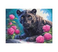 Night Starry Panthère Noire 500 Pièces Puzzle pour Ado en Carton Anti Déchirure Animal Animal de Compagnie Facile Débutant Jeu De Société Soirée Entre Amis Cadeau Anniversaire Petit Prix 500 PCS