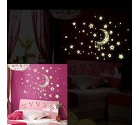 Night Starry Sky Moon Stars DIY Glow in The Dark Luminous Stickers Kids Room Wall Decor Decals for Kids Baby's Bedroom Living Room (Décoration murale pour chambre d'enfant et salon)