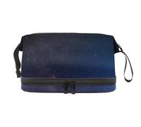 Night Stars Tree Man Trousse à maquillage double couche pour femmes et filles, trousse de toilette de voyage, trousse de maquillage pratique avec compartiment à pinceaux, multicolore, 27x15x14