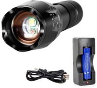 Night Torch Red And White Light 2 In 1 Led Flashlight 1000lm Powerful Military Tactical Zoomable Torch Bonus 18650 Rechargeable Battery Is Best For Hunting Fishing Camping