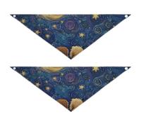 Night Under Blue Stars Moon Dog Holiday Bandanas Snap Button Soft Dog Scarf Cute Pet Holiday Set for Dogs Cats Lot de 2
