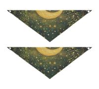 Night Under Blue Stars Moon Lot de 2 bandanas en vrac pour chien et chat Forme unique Réglable Foulard Mouchoir mignon Accessoires de vacances Décoration pour chiens et chats