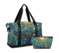 Night Under Blue Stars Moon Sac de voyage avec sangle réglable pour le sport Grande capacité, Nuit sous les étoiles bleues lune, 1 size
