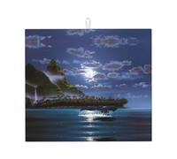 Night Whale Tapis de cuisine absorbant l'eau, séchage rapide avec dos antidérapant, protecteur de comptoir en microfibre absorbante, 45,7 x 40,6 cm