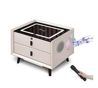 Nightand LED LED avec panneau d'affichage en verre, support de nuit intelligent avec des lumières LED de 3 types, table de chevet avec station de charge sans fil, table de chevet avec serrure