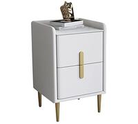 Nightand moderne du milieu du siècle avec finition en cuir en microfibre Design minimaliste pratiques pour chambre ou salon de comptoir en pierre fritté durable Tableau de canapé blanc pur 40x35x55cm