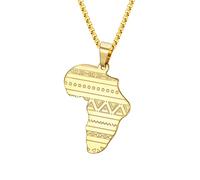 NIGHTCRUZ Collier avec pendentif carte africaine en acier inoxydable avec motif traditionnel africain, Acier inoxydable, Pas de gemme