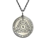 NIGHTCRUZ Collier avec pendentif clé de Salomon, le quatrième pentacle de Saturne, acier inoxydable, sans pierre précieuse