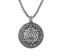 NIGHTCRUZ Collier Hexagramme Sceau Salomon Pendentif étoile à six branches avec 12 constellations, Acier inoxydable, Pas de gemme