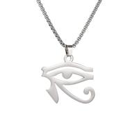 NIGHTCRUZ Collier œil d'Horus, idéogramme hiéroglyphique de l'Égypte antique, amulette pour homme et femme, L, Acier inoxydable, Pas de gemme