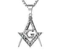 NIGHTCRUZ Collier maçonnique en acier inoxydable avec pendentif franc-maçonnerie pour homme et femme, Acier inoxydable, Pas de gemme