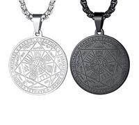 NIGHTCRUZ Lot de 2 colliers avec pendentif en forme de sceau des 7 archanges pour protection spirituelle, acier inoxydable, sans pierre précieuse