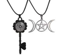 NIGHTCRUZ Lot de 2 colliers de sorcière, pendentif triple déesse de la lune, collier Hécate Wheel