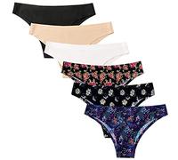 Nightease Culotte de Tanga en Soie glacée sans Couture pour Femmes Lot de 6 Invisible No Show sous-vêtements (S, Style4, s)