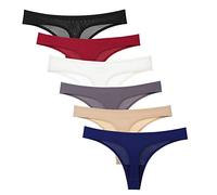 Nightease Tangas pour Femmes Soie de Glace Strings sans Couture Colutte Lot de 6 sous-vêtement (S, 6 Couleurs)