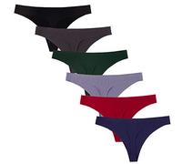 Nightease Tangas pour Femmes Soie de Glace Strings sans Couture Colutte Lot de 6 sous-vêtement (S, Style7, s)
