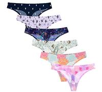 Nightease Tangas pour Femmes Soie de Glace Strings sans Couture Colutte Lot de 6 sous-vêtement (S, Style4)