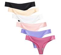 Nightease Tangas pour Femmes Soie de Glace Strings sans Couture Colutte Lot de 6 sous-vêtement (S, Style1)