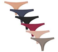 Nightease Tangas pour Femmes Soie de Glace Strings sans Couture Colutte Lot de 6 sous-vêtement (Style8, s)