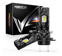 NIGHTEYE Ampoule H7 LED 18000LM, 1:1 Mini Design, Ampoule LED H7 Blanc Froid 6500K, Plug and Play,Feux de Croisement et de Route Automatiques, Étanchéité IP68, Pack de 2