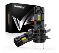 NIGHTEYE Ampoule H7 LED 25000LM, 1:1 Mini Design, Ampoule LED H7 Blanc Froid 6500K, Plug and Play,Feux de Croisement et de Route Automatiques, Étanchéité IP68, Pack de 2