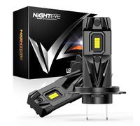 NIGHTEYE Lot de 2 ampoules de phare à DEL H7 - Taille 1:1 Plug and Play - Ampoule de phare H7, 28 000 lm, blanc froid 6500 K, super lumineuse, étanchéité IP68