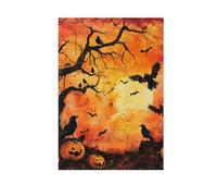 Nightmare Halloween Corbeaux citrouilles fantômes petits drapeaux d'extérieur bannière de Noël pour décoration de terrasse 71 x 101 cm double face
