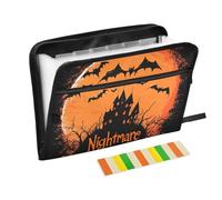 Nightmare Halloween Jack-o'-Lantern Portefeuille de classement 13 poches format A4 avec fermeture éclair pour classeurs