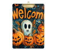 Nightmare Halloween Tree Corws Citrouilles Étui fin en acrylique Porte-bloc Lettre standard A4 pour salle de classe de 5e année Essentials pour enseignants Doré 30,5 x 22,9 cm