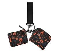 Nightmare Trunk or Treat Hallowwen Lot de 2 portefeuilles à double dragonne pour femme avec poche zippée pour pièces de monnaie
