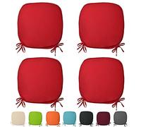 NIGHTS Lot de 4 magnifiques galettes amovibles avec liens Pour chaises de salle à manger ou jardin, Tissu, Red, Size: 38 x 38 cm