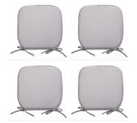 NIGHTS Lot de 4 magnifiques galettes amovibles avec liens Pour chaises de salle à manger ou jardin, Tissu, gris, Size: 38 x 38 cm