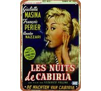 Nights of Cabiria Movie (1946) Plaque en métal 20,3 x 30,5 cm Décoration murale vintage rétro