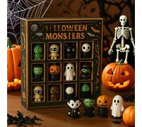 Nights of Fright - Boîte de compte à rebours d'Halloween avec figurines, calendrier de l'Avent d'Halloween 2025, coffret cadeau, poupées effrayantes à collectionner, breloques à suspendre et mini