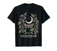 Nightshade After Dark Belladonna Moth Moon Botanical Art T-Shirt