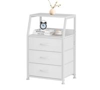 Nightstand avec bacs reconfigurables, Commode de tiroir en PVC et Tissu, Table d'appoint à étagère Ouverte pour Chambre, Placard Blanc 3-Layer