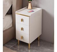 Nightstand avec chicane anti-goutte, table de chevet avec des jambes métalliques, table d'appoint minimaliste et pratique avec étagère de rangement ouverte pour la chambre (Couleur: blanc cassé,