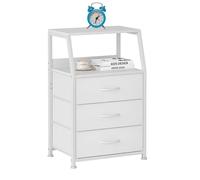 Nightstand Moderne avec séparateurs Amovibles, Commode des tiroirs en PVC et Tissu, Table d'appoint Ouverte Blanc 3-Layer