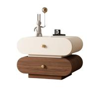 NightStands Table de chevet en bois à double tiroir Grande capacité Armoire de rangement pour chambre à coucher Blanc et marron Taille S